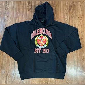 Balenciaga Black Unisex College Hooded Long-Sleeve Size XXL